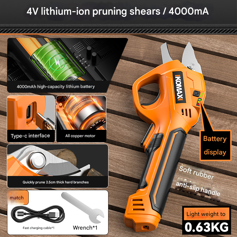 Electric Lopper & Branch Cutter, Cordless Power Pruner for Thick Branches, Charging Garden Tool for Orchard