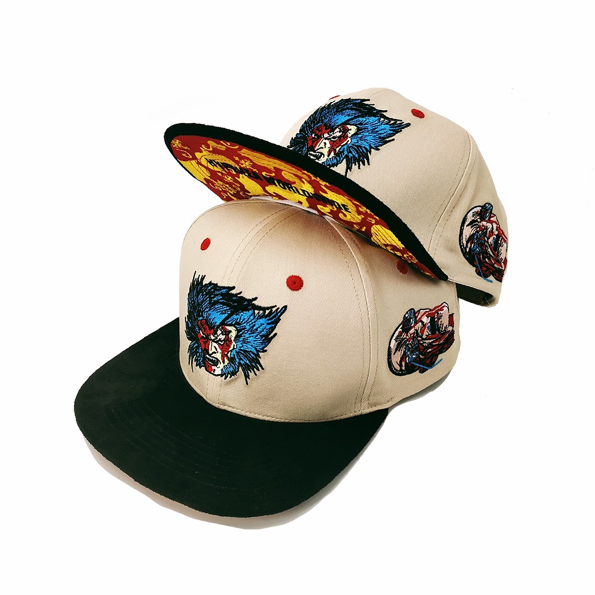 6 Panel Custom Flat Bill Snapback Caps Luxurious Underbrim Visor Baseball Adjustable