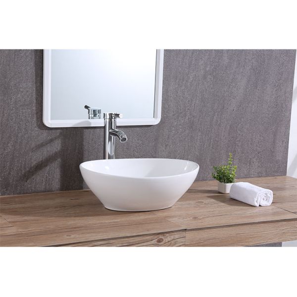 White Vessel Sink Table Top Bathroom Ceramic Sanitary Wares Art Wash Basin