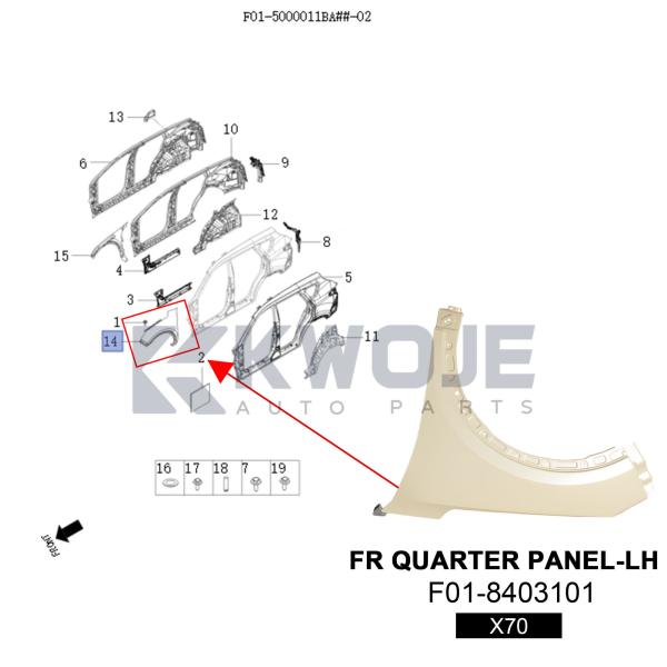 OEM F01-8403101 Front Fender Quarter Panel LH for JETOUR X70