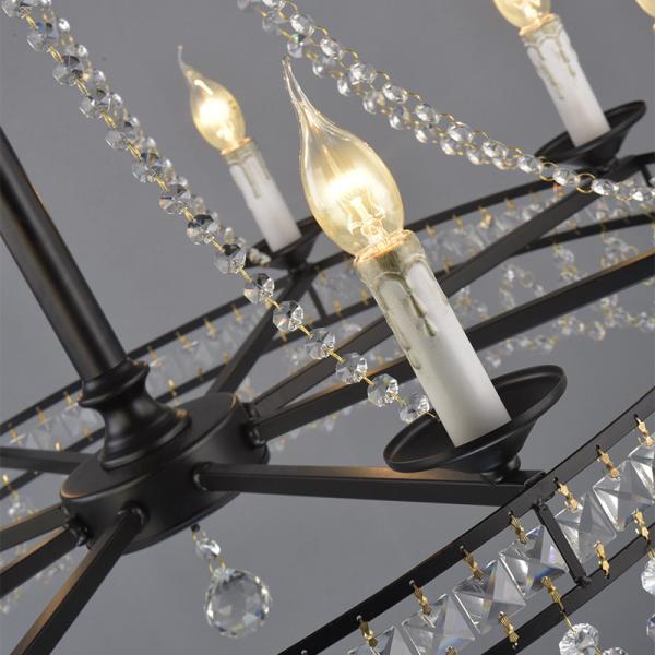 E14/E12 Black iron candle chandelier with K9 crystal (WH-CI-78)