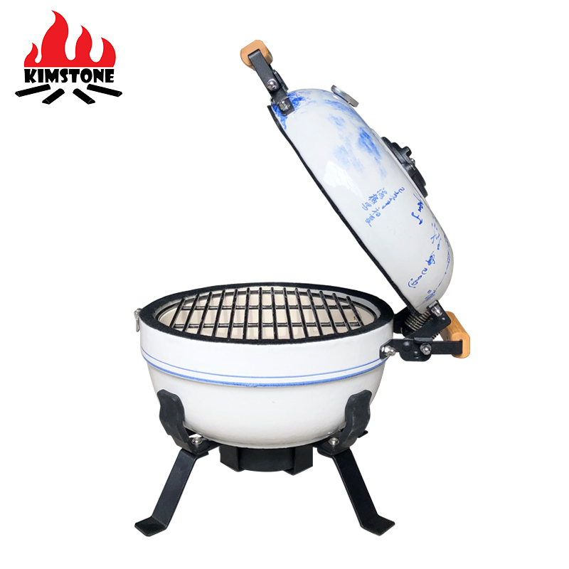 KIMSTONE Ceramic Charcoal Portable Stainless Steel 12 Inch Barbeque Smoker Grill
