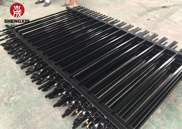 Heat Treated 159DPN Steel Palisade Fencing Powder Coated Black 3 Rail