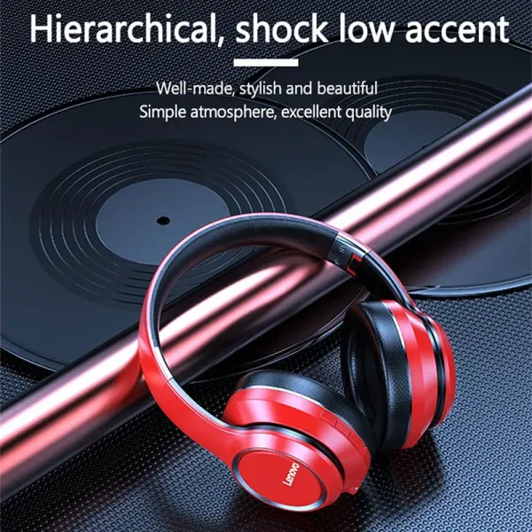 20H Lenovo Wireless Over Ear Headphones Hd200 Noise Cancelling Headset Foldable