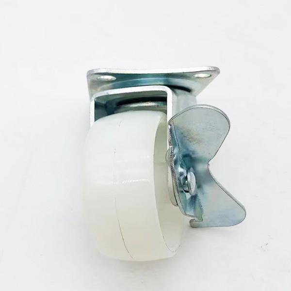 2 Inch 50mm White PP Wheel Plain Bearing Swivel Plate Caster With Brake