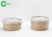 Bacias feitas sob encomenda dos macarronetes de Logo Printed Brown Kraft Paper 42oz do produto comestível com a tampa branca lisa dos PP