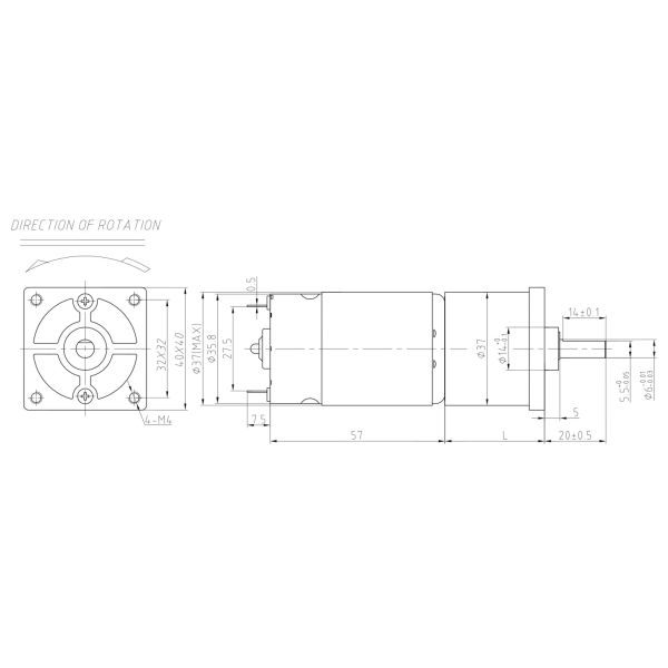 Steel Gear 37mm Diameter 9v 12v 24v RS555 Brushed 2.5N.M 250rpm Dc Gear Motor Rohs