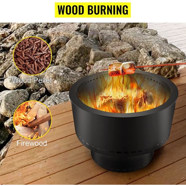 Black Stainless Steel Flame Genie Portable Wood Pellet Camping Stove Smoke Free