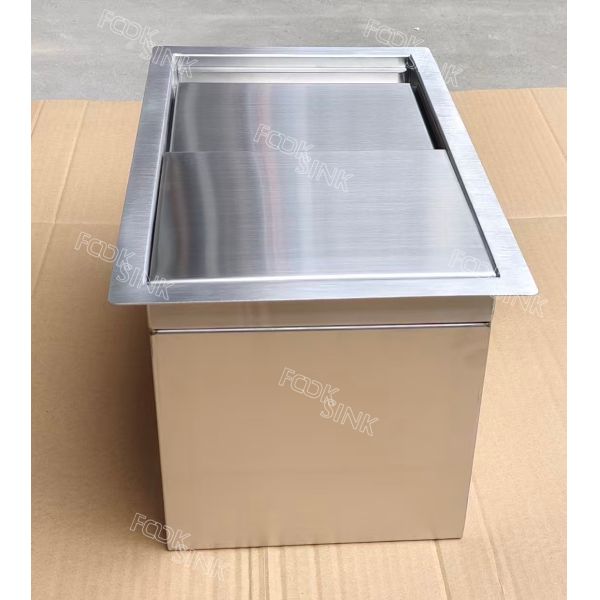 High Quality Insulated Ice Bucket With Brushed Surface 304 Stainless Steel Ice Bin container Customizable Large Capacity Outdoor Camping Ice Bin