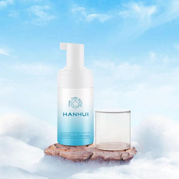 1 oz frasco de espuma de plástico com mini-dispensador branco para lavagem facial, shampoo e cuidados com a pele