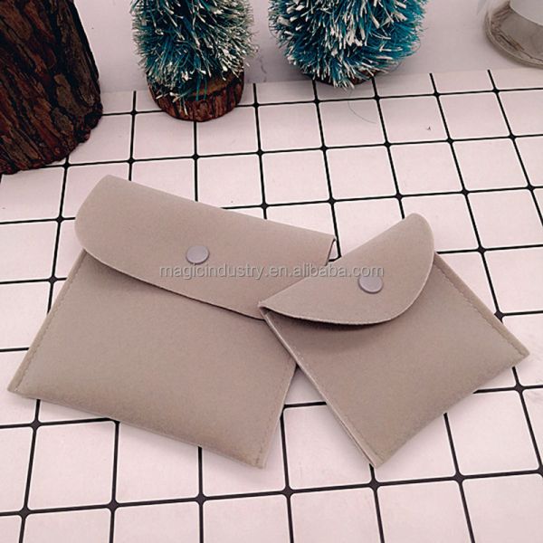 Custom Velvet Suede Leather Envelope Jewelry Pouch for Necklace Ring Earring Bracelet