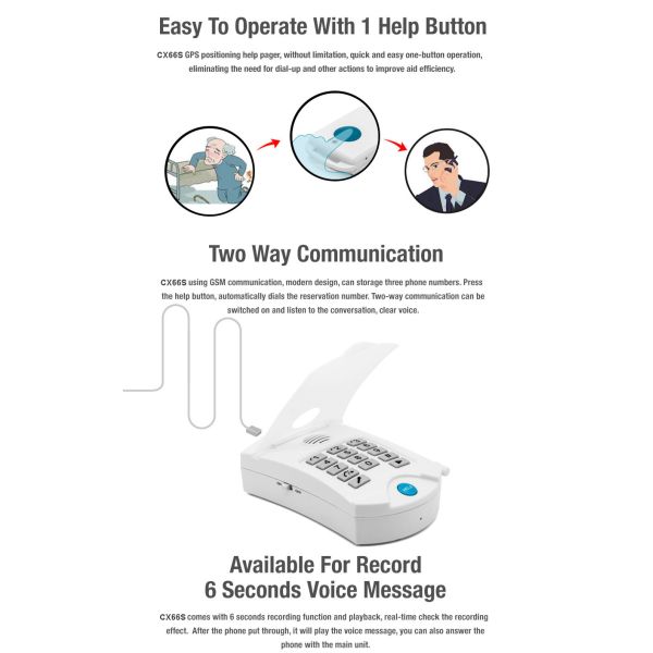Elderly Medical Alert System Easy to operate with 1 Help Button