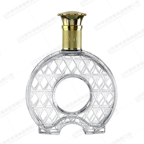 Glass Base Round Copper Coin Style Bottom Whiskey Vodka Bottle 100ml 250ml 500ml 750ml