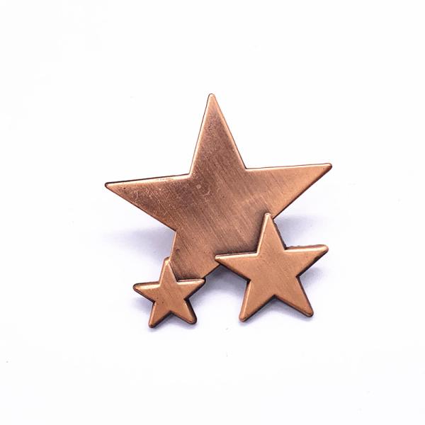 1.25 Inch Star Shaped Lapel Pins / Custom Brass Badges Epoxy Coating Optional