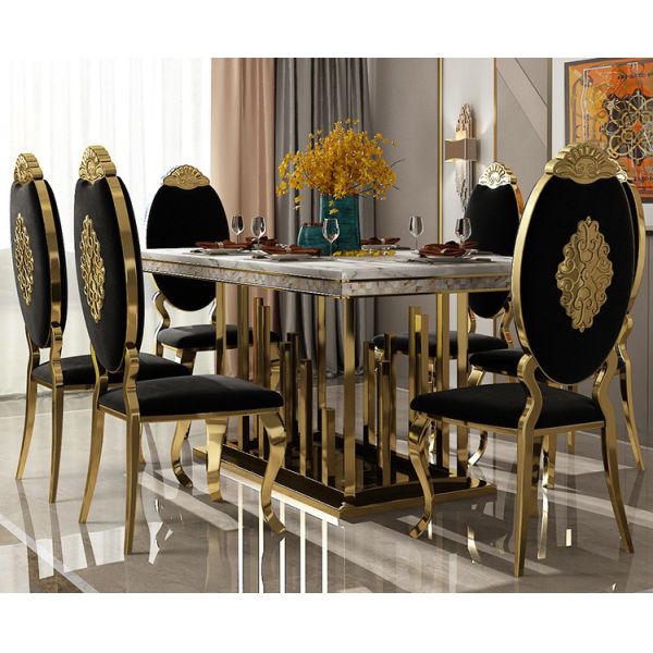 Contemporary Marble Dining Tables With Stainless Steel Frames For Sale