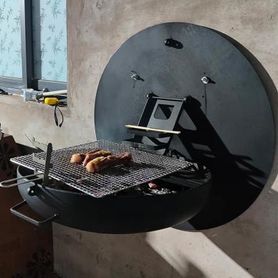 Corten Steel Wood Burning Fire Pits 0.8m Wall Mounted Charcoal Bbq