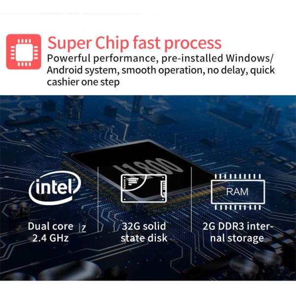 Aluminum Alloy Base POS Cash Register POS All In One Touchscreen Computer