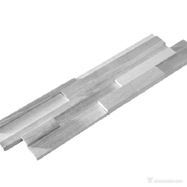 White Wooden Vein Cultured Marble Stone Ledge Panel For Wall Cladding
