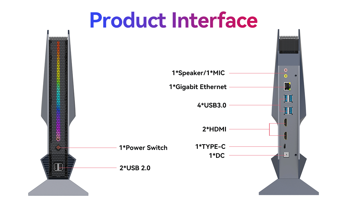 Intel Core i7 i9 Single LAN Gaming PC с выделенной графикой и двойным вентилятором