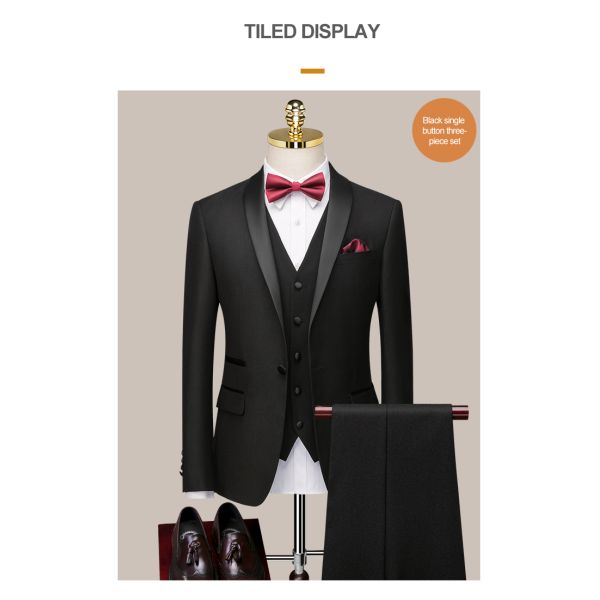 Customized Logo Printing Groom's Suit Slim Business Casual Green Fruit Collar Jacket