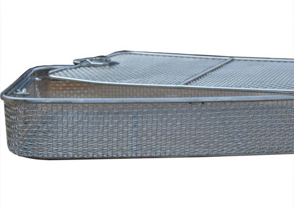 Cesta médica da desinfecção da rede de arame 304 de aço inoxidável tamanho de 40cm x de 25cm x de 7cm