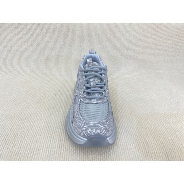 Women fashion walking shoes with bling rhinestone breathable upper grey