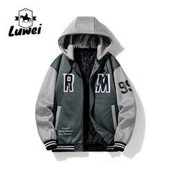 Moda Hip Hop Streetwear Outdoor bordado utilitário motocicleta faculdade capuzado Baseball Homens Jaqueta com logotipo personalizado