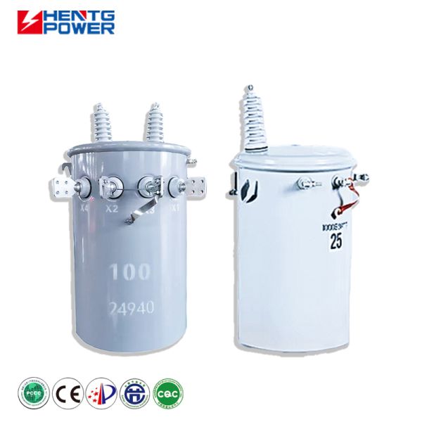 Weatherproof Outdoor Single Phase Pole Mounted Distribution Transformer 25 kVA 13.8 kV 0.24 kV for Remote Area Power Distribution