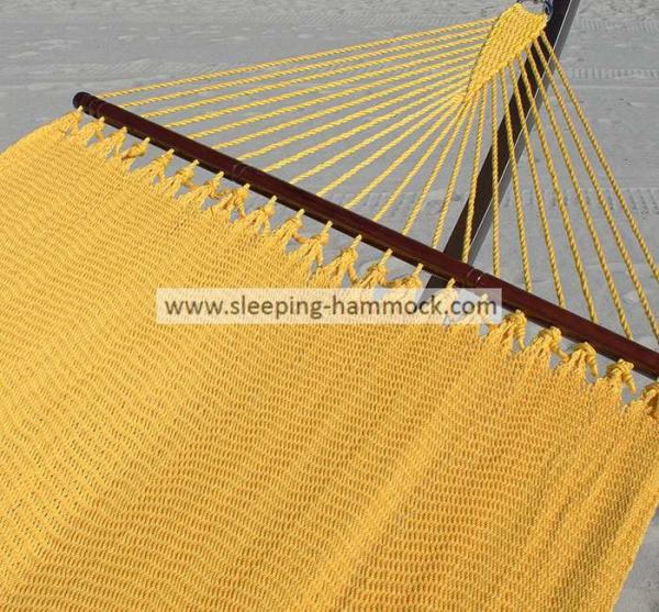 Indoor Otdoor Room Large Yellow Tight Weave Hammock With Wood Spreader 55 Inches Wide