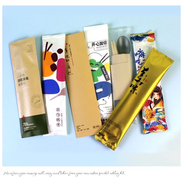 Plastic Cutlery Set with Free Design Disposable Utensils Fork Knife Spoon and Napkin