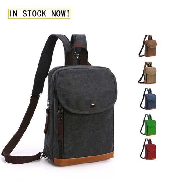 Casual Canvas Men's Single Shoulder Cross Body Chest Bag Sympathybag Wholesale