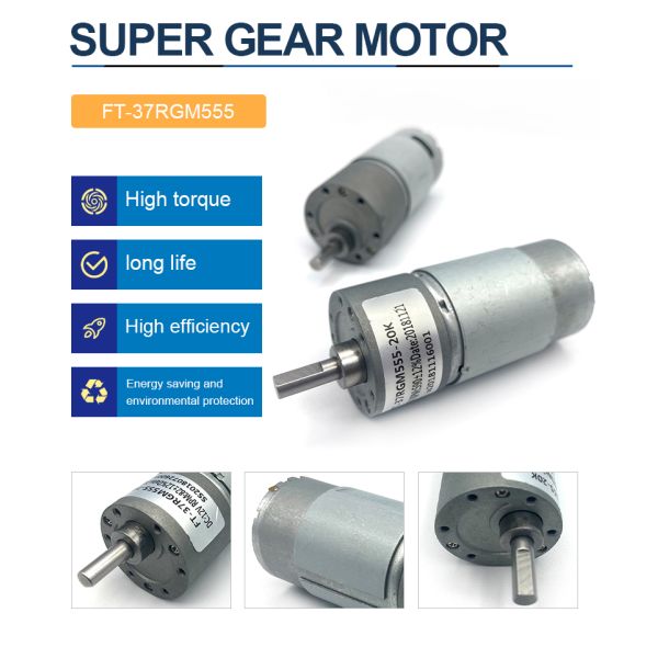 High Torque 12V 24V 37mm Permanent Magnet Brush DC Gear Motor