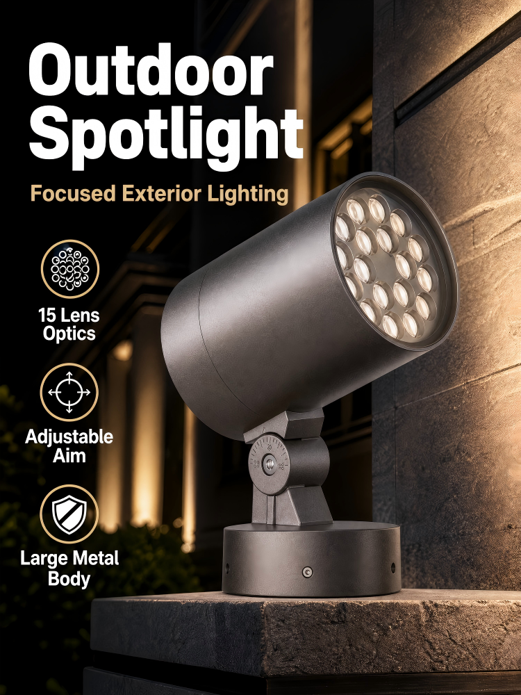T140 RGBW LED Outdoor Spotlight Adjustable Beam Angle Aluminum Housing Landscape Project Light