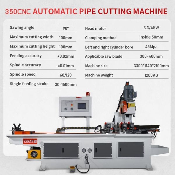 Cader 350CNCServo Automatic Feeding Small square Pipe Cutting Machine 90 Degree Pipe Cutting Machine Price Factory Direct Sales