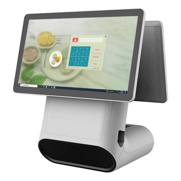 Máquina POS Touch personalizada com impressora de recibos na cantina da loja de departamentos