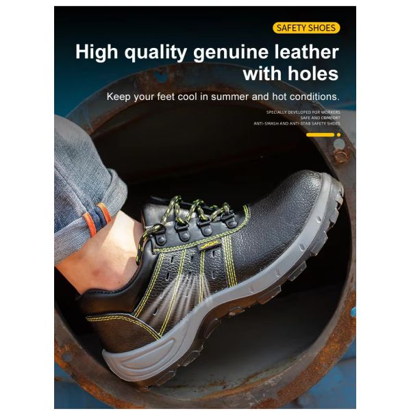 Chaussures de sécurité de construction industrielle Chaussures en cuir noir pour hommes