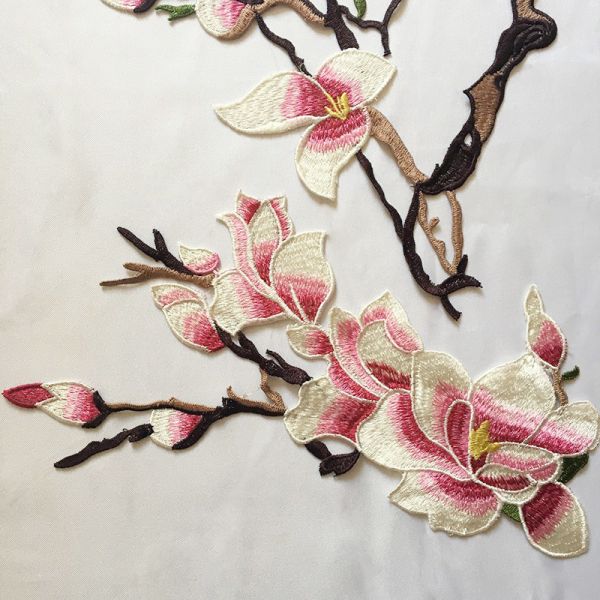 Hot Fix Motif mangnolia Embroidery Lace Flower for Cheongsam