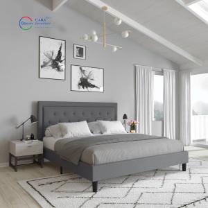 20001 Popular Design Durable Hotel Home Bed Solid Wood Frame Luxury Bed Grey