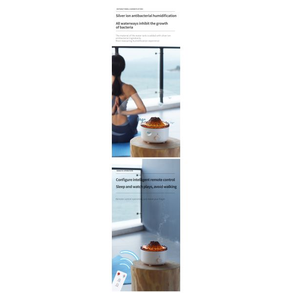 Smart Home Appliance 560ml Cool Mist Sprayer Remote Control Jellyfish Ultrasonic Flame 3D Volcano Aroma Air Humidifier Diffuser