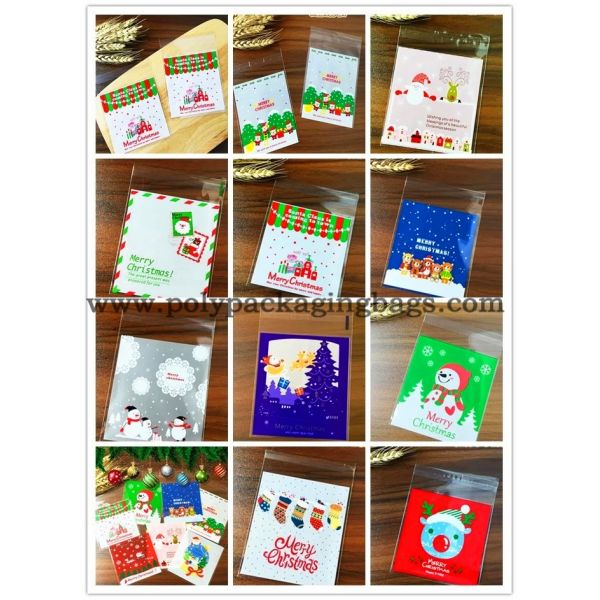 Christmas Santa Claus Moose Snowman Self-Adhesive  Biscuits Snack Packaging Bags