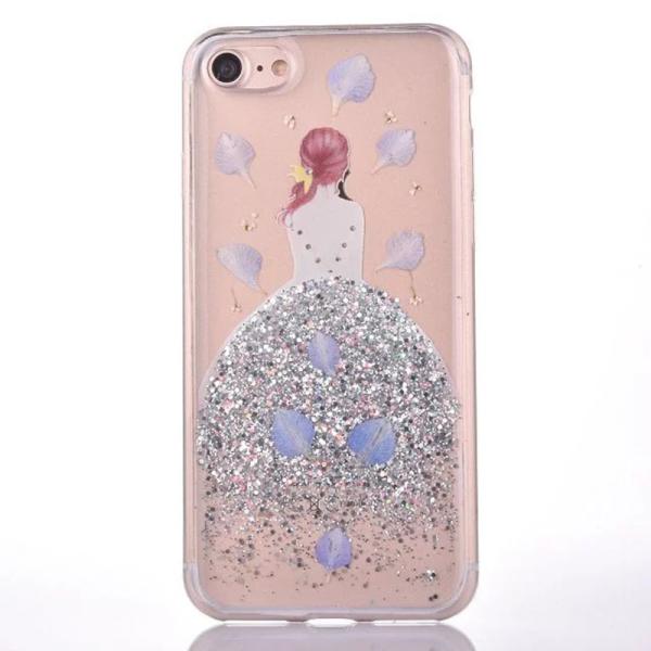 Soft TPU Glitter Fall Princess Dress Girl Back Cover Cell Phone Case For iPhone 7 6s Plus