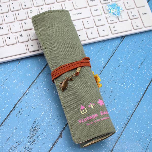 FRESH AND FASHIONABLE LARGE CAPACITY PEN BAG PENCIL CASE SIMPLE CREATIVE JUNIOR HIGH SCHOOL MEN AND WOMEN CANVAS PENCIL