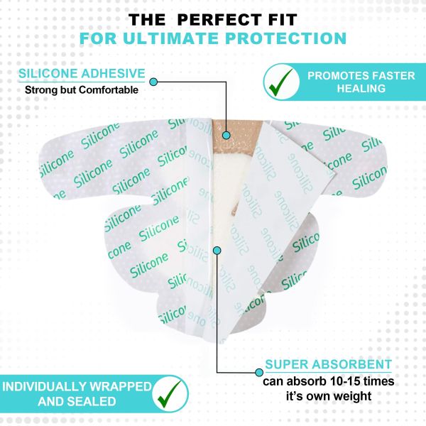 Large Waterproof Silicone Wound Dressing With Gentle Border For Bed Sore Leg Ulcer