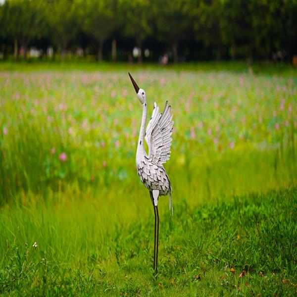 Métal créatif Crane Bird Lawn Art Lifelike et imperméable