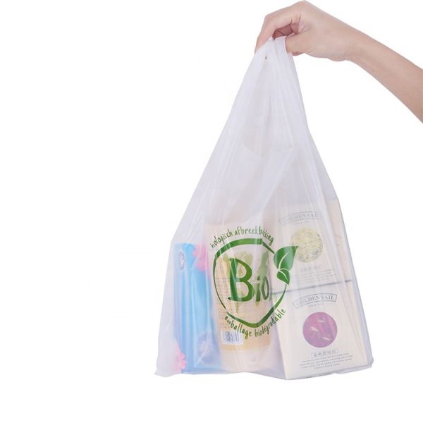 Custom Printed Biodegradable T Shirt Bags Plastic PLA PBAT Cornstarch