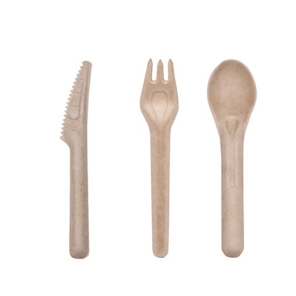 Biodegradable Bagasse Eco Friendly Disposable Cutlery 141.7mm Compostable Forks And Spoons