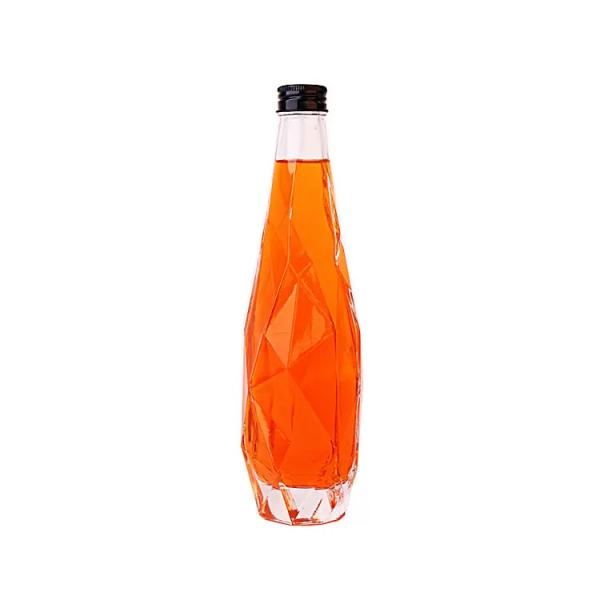 Transparent Rhombus Glass Bottle 350ml 500ml Custom Color Glass Collar Unique Design