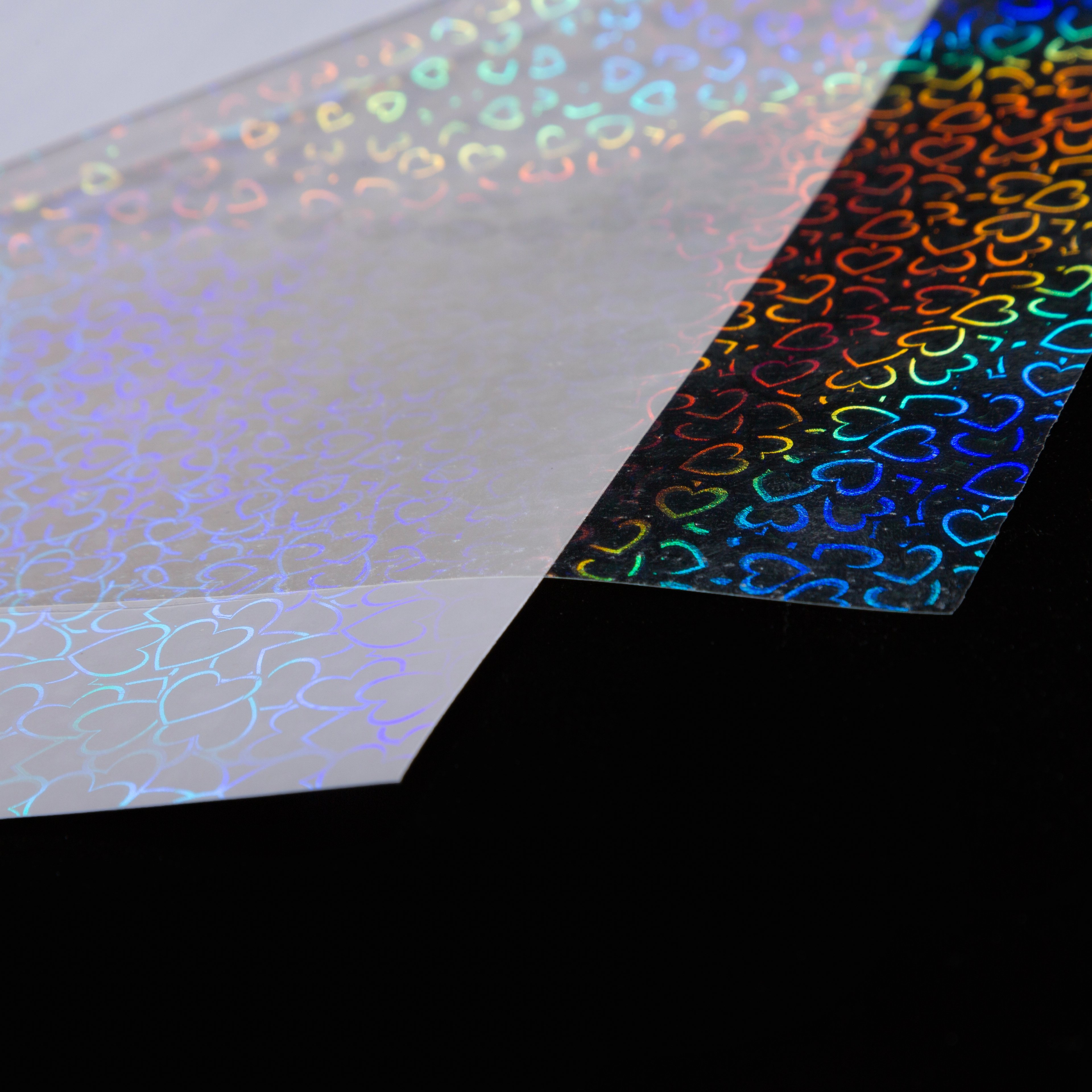 A4 Sheet Transparent PVC PP Heart Holographic Cold Lamination Film Self-Adhesive Decorative Sheet For Durable Lamination