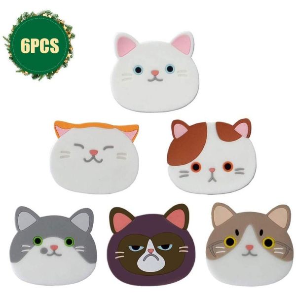 CM-005Cute Cartoon Cat Cup Coasters Mats Silicone Rubber Coaster HEATER