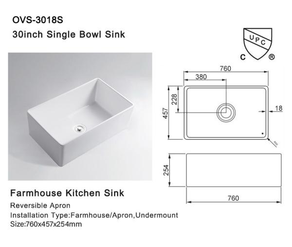 White Ceramic Farmhouse Kitchen Sink 30 Inch 30 Apron Front Sink White Drop In